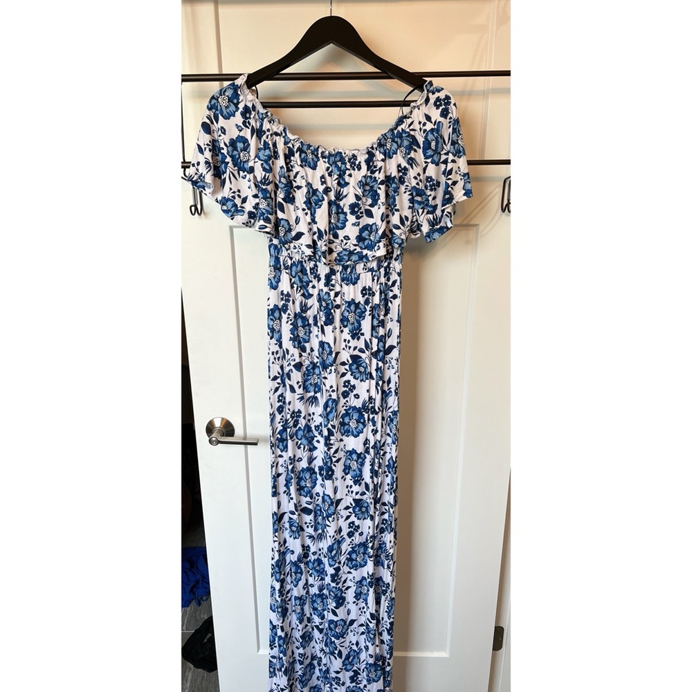 Blue Flowered Maxi Dress